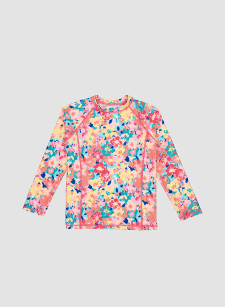 Tshirt manga larga print 2-10a Flor aquarela