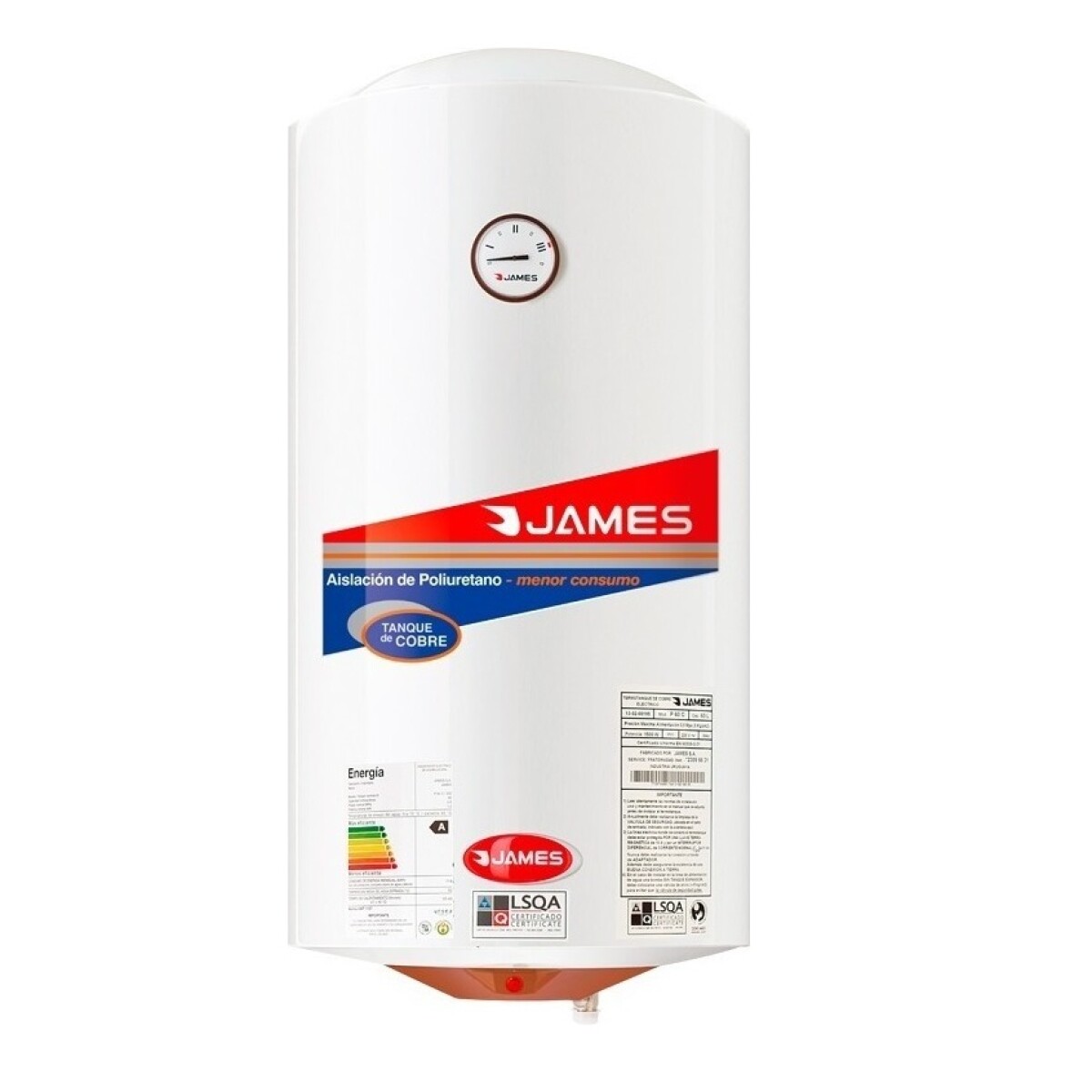 Calefon James Cobre 110 Lts 8 Años Del Tanque Color Blanco 