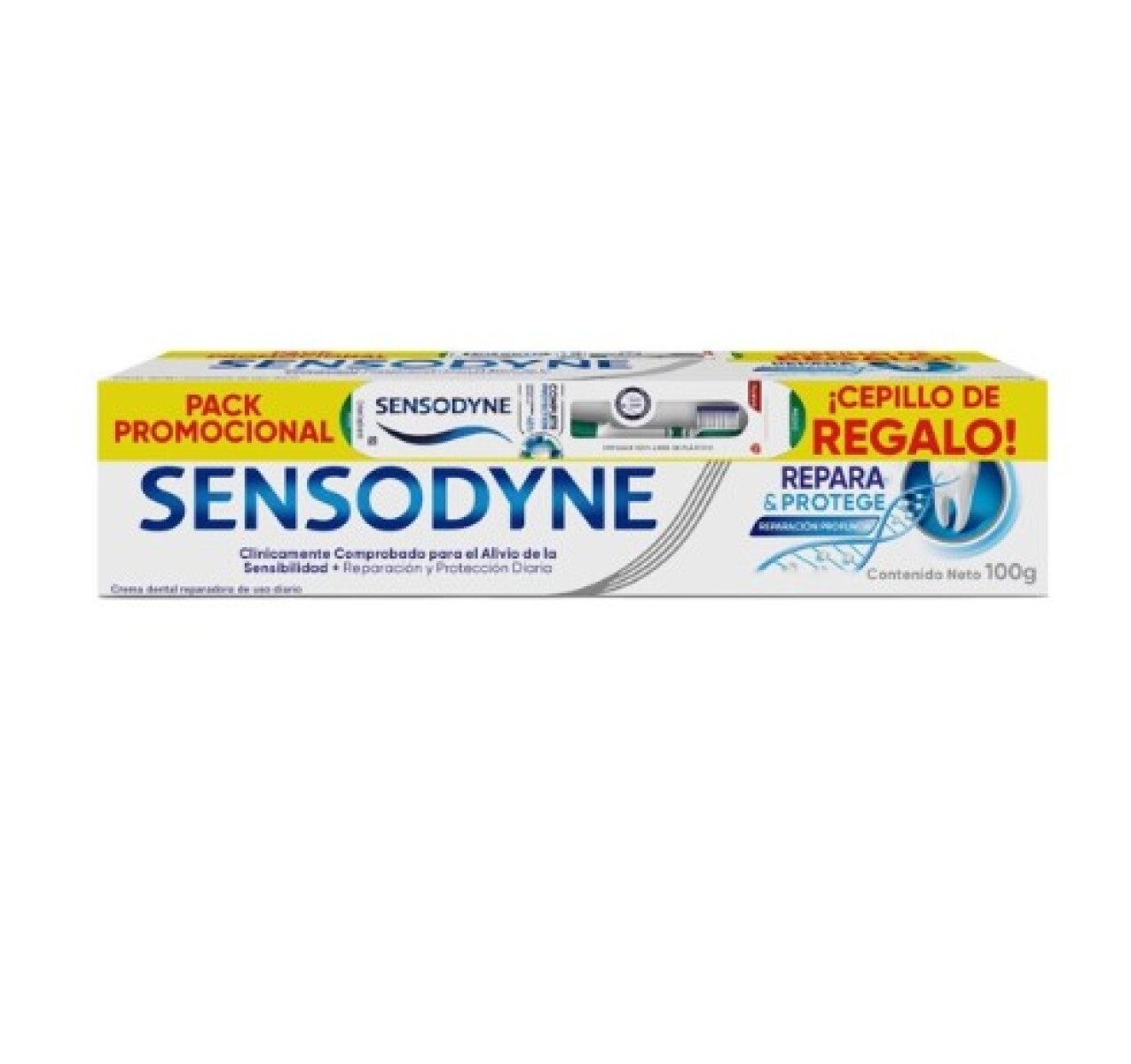 Pack promo Sensodyne repara y protege 100g + cepillo dental GRATIS 