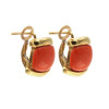 Caravanas de oro amarillo 18K con pasta de coral CA5773 Caravanas de oro amarillo 18K con pasta de coral CA5773