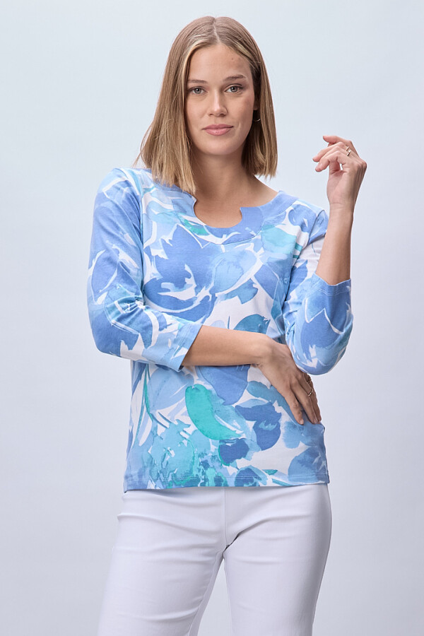 Blusa Algodon Print AZUL/MULTI