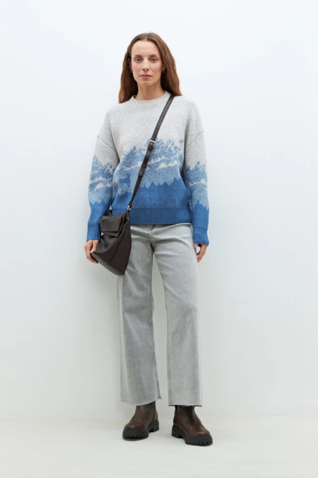Sweater jacquard montañas beige