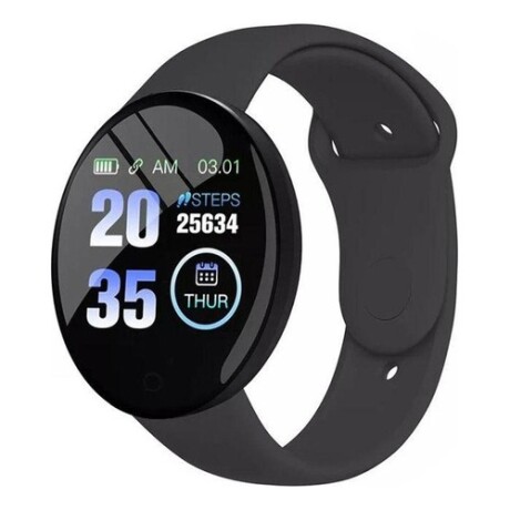 Reloj Smartwatch circular con malla en silicona Negro