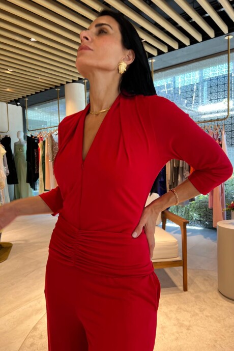 Mono manga 3/4 con faja Sonia Rojo