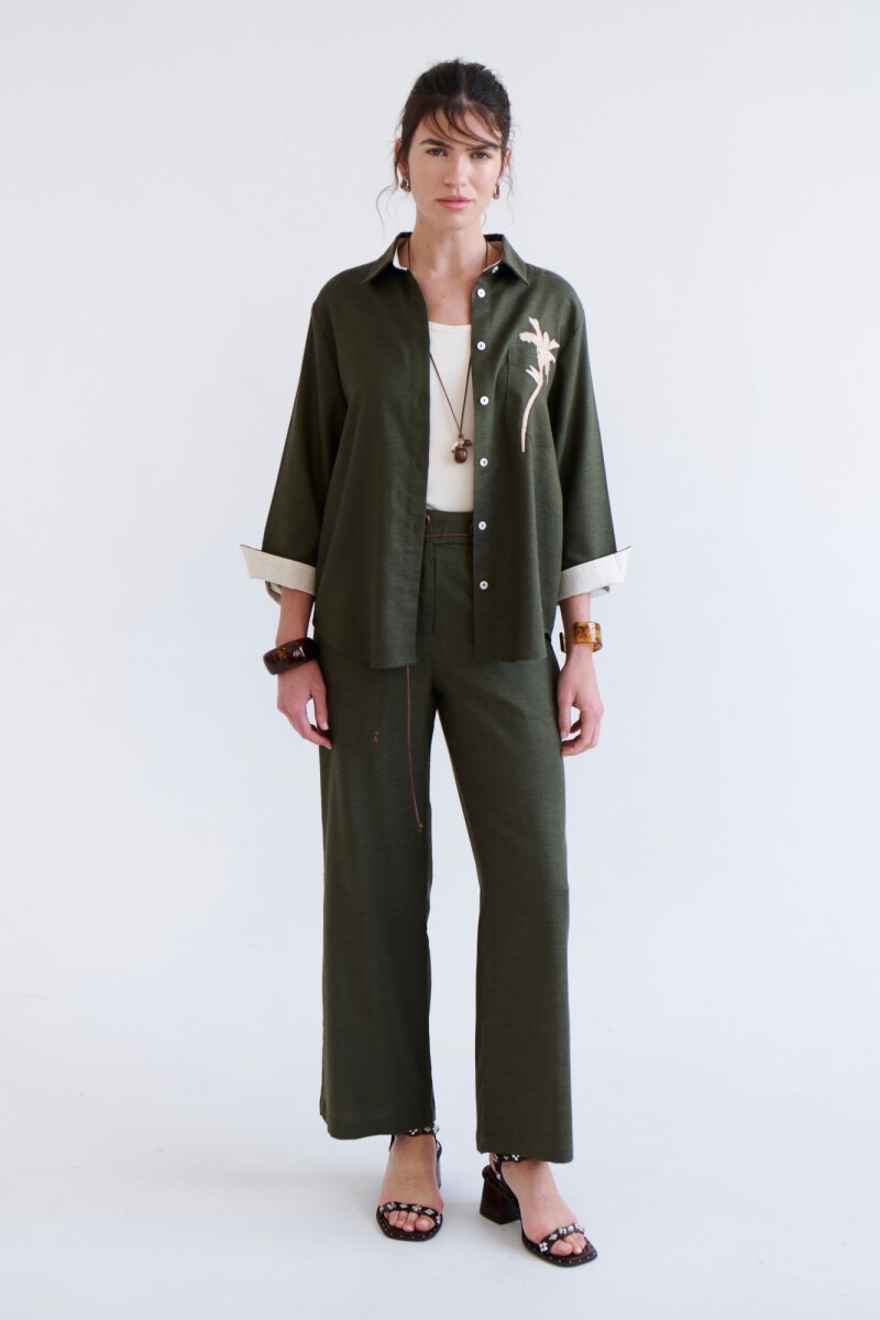 PANTALON LINO LYRIO OLIVA