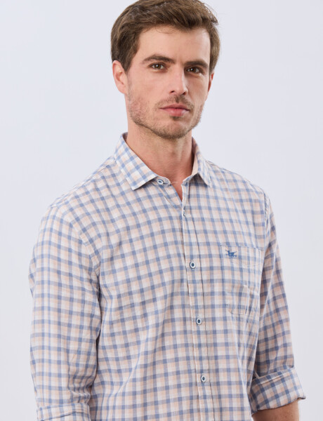 CAMISA CUADROS DE LINO Rosa