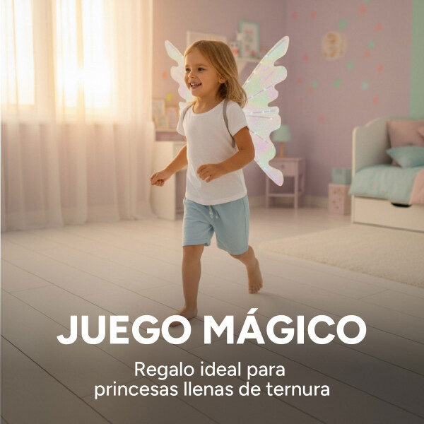 Set Alas Hada Mariposa Luminosas Led Correas Ajustables Niña Color Celeste
