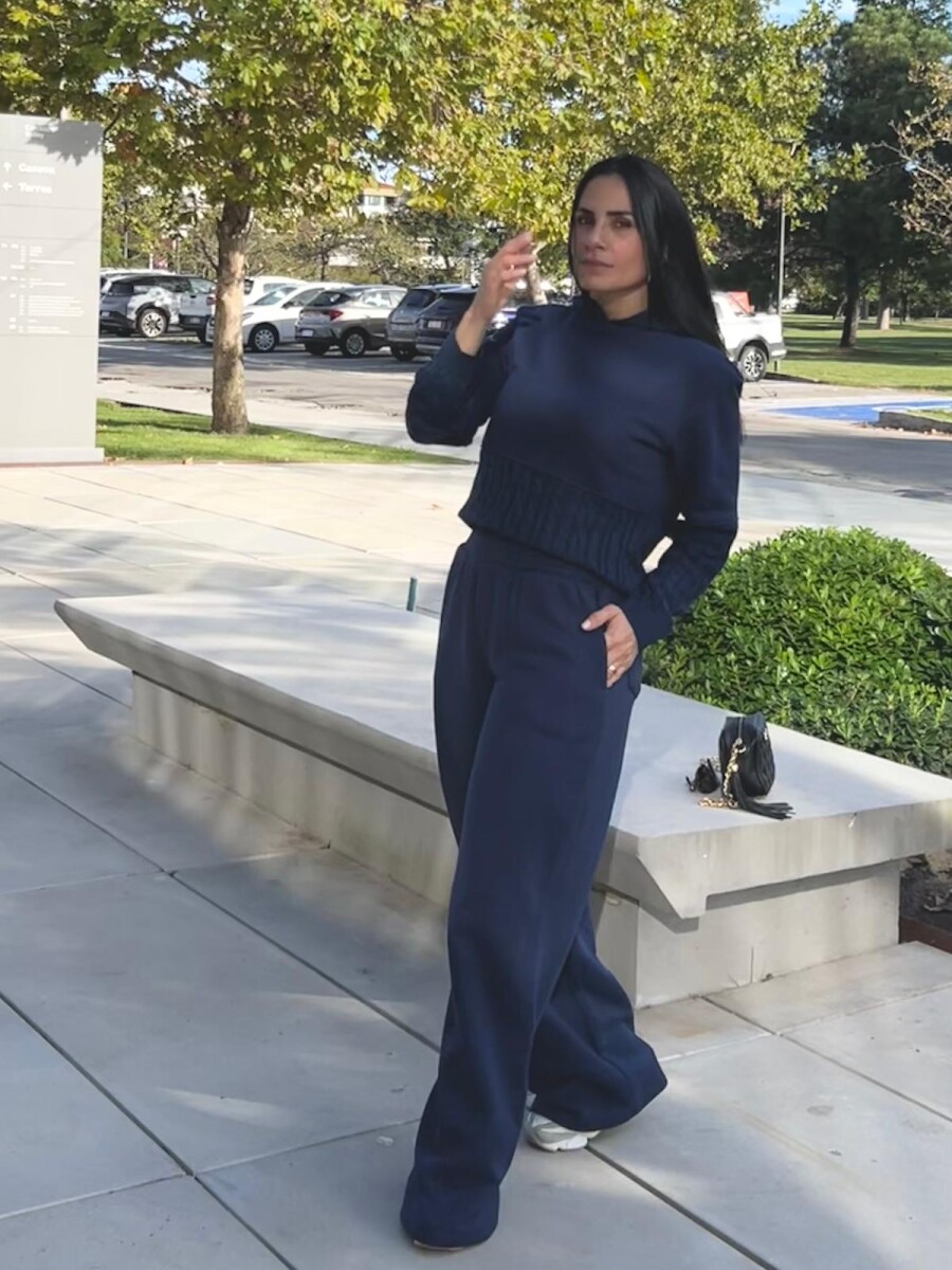 Pantalon wide leg con cintura alta Joaquina - Azul 