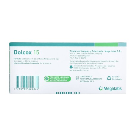 Dolcox 15mg X10 Tabletas Dolcox 15mg X10 Tabletas