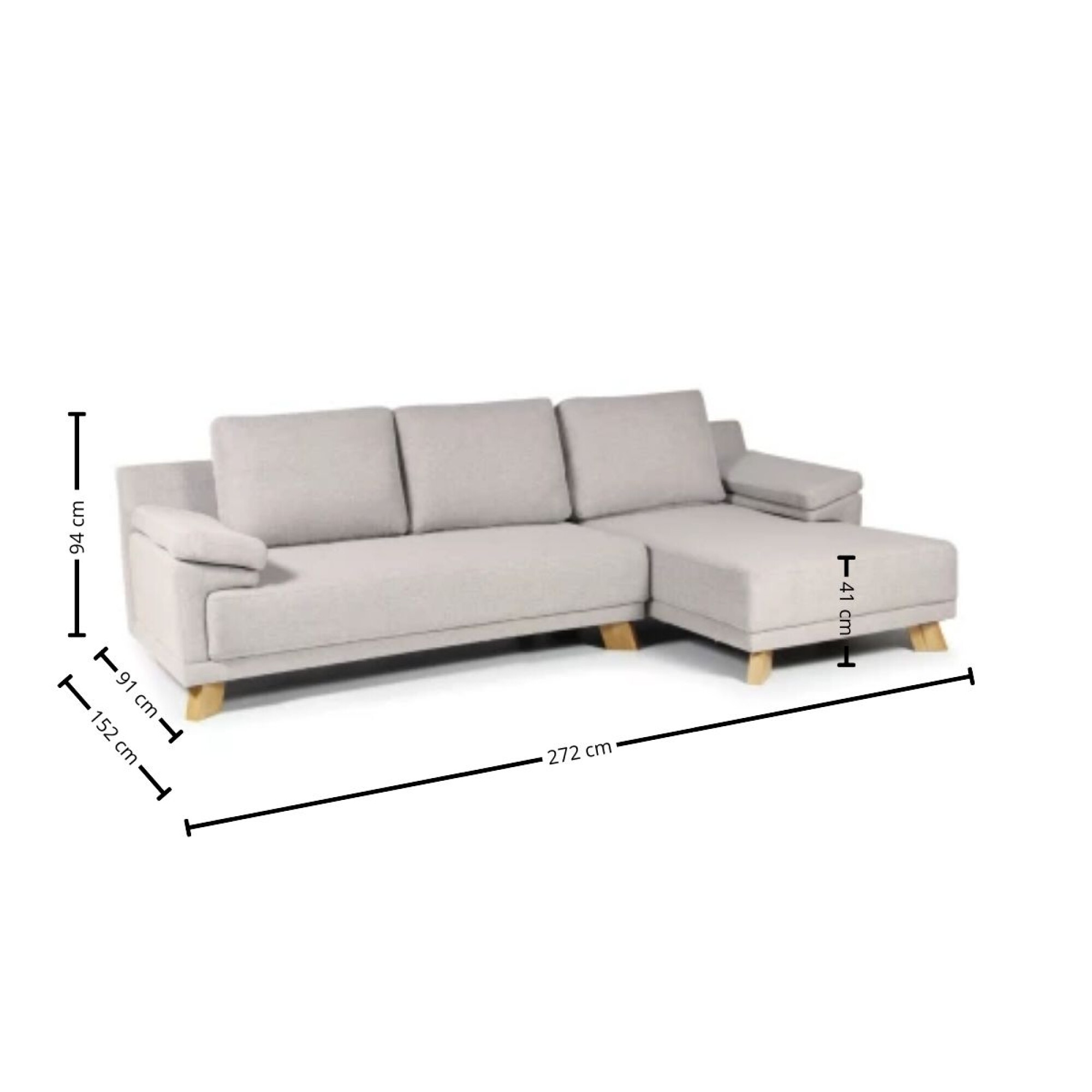 Sofa En Forma De L Relleno Con Espuma De Alta Densidad Derecho  Beige