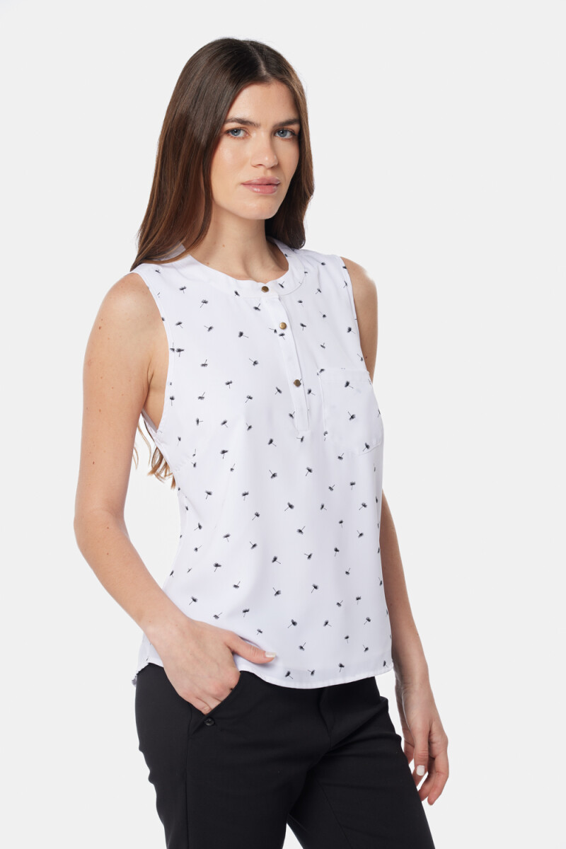 BLUSA MUSCULOSA CON BOTONES - Flores 