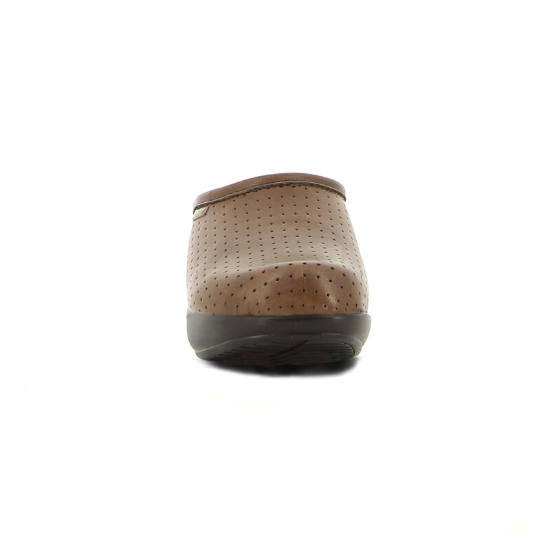 Zueco Country de Mujer Calado Cuero Tabaco