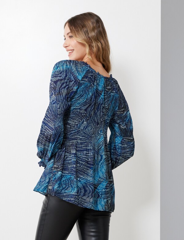 Blusa Plisada AZUL/MULTI