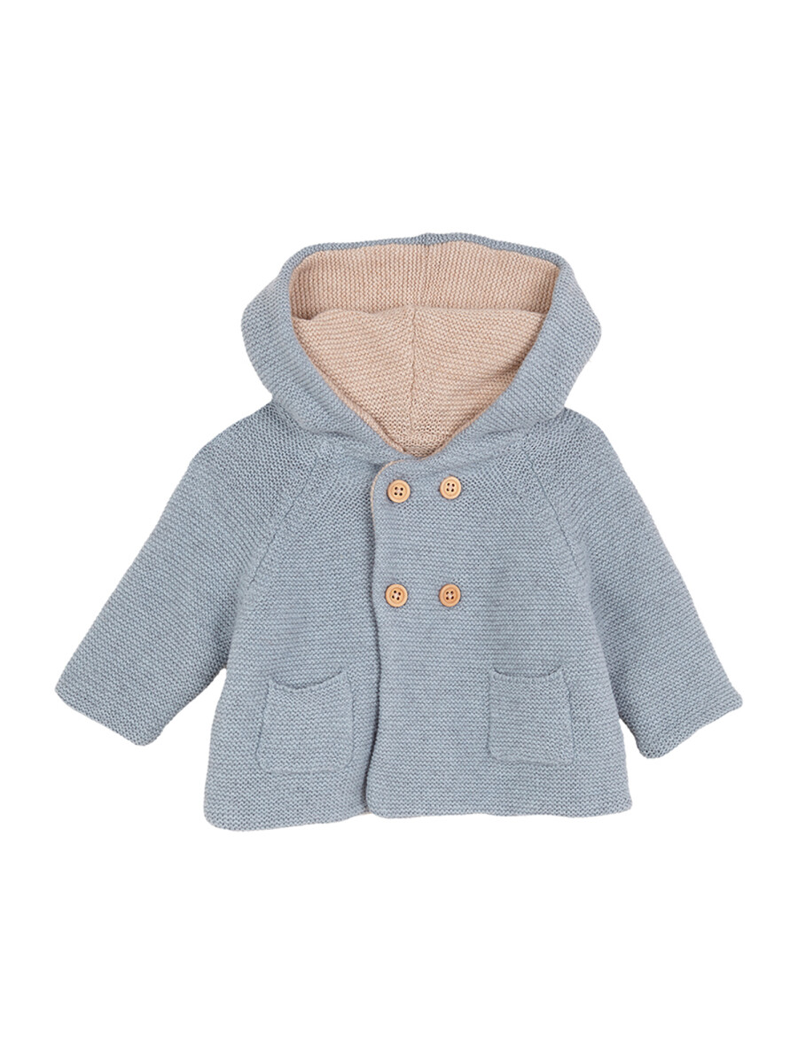 Abrigo De Doble Faz Azul Nuevo Melange