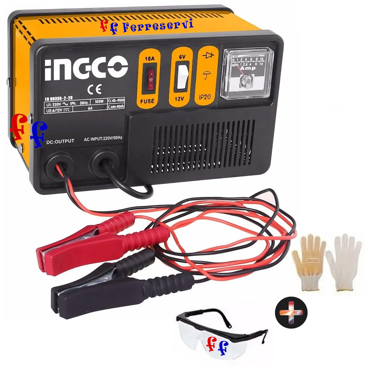 KIT CARGADOR BATERIAS 6/12VOLT INGCO ING-CB1501 