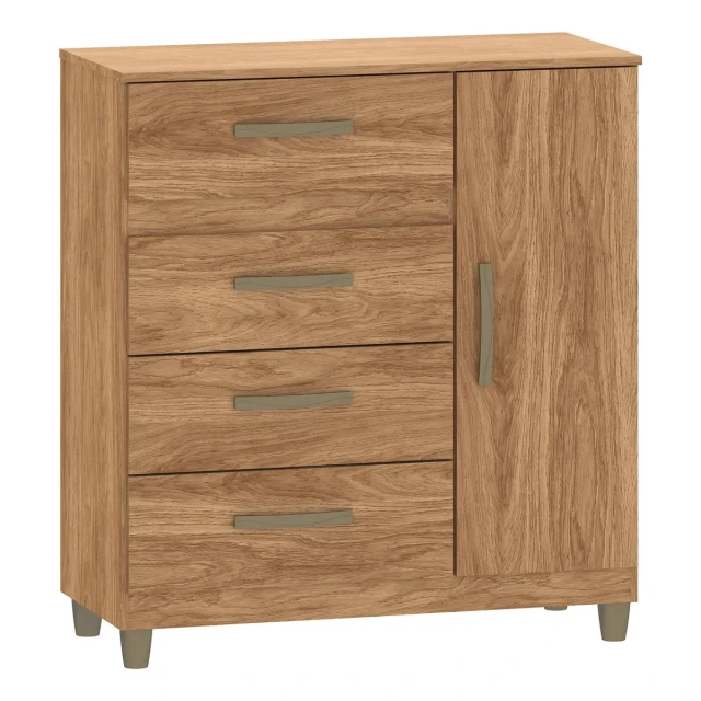 Cómoda cajonera 4 cajones 1 puerta MARRÓN