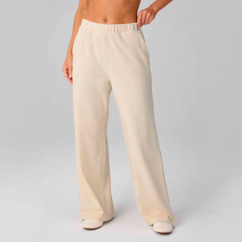 Pantalón Year Round Terry Wide Leg Sweatpant Mujer Almond Milk