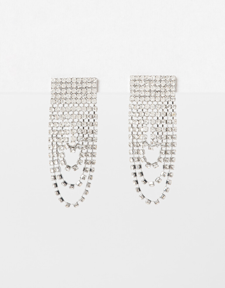 Aros Colgantes Cortos Strass Aro Colgante Con Strass - Cristal