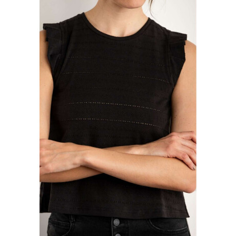 Remera Texturada Manga Tablitas Negro