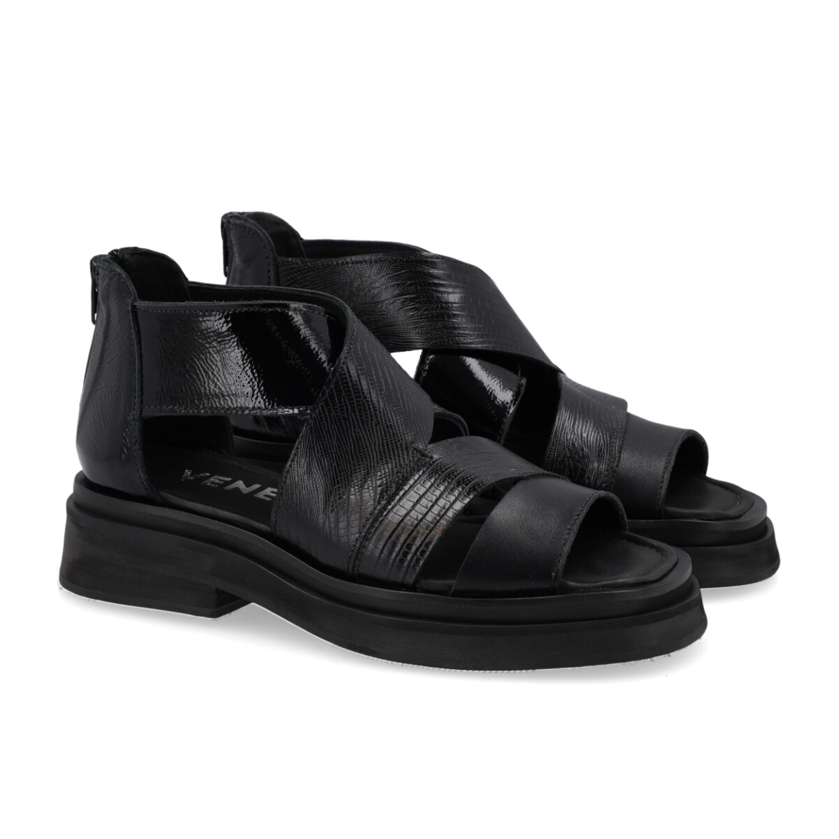 SANDALIAS VENET CUERO - AGRIN - NEGRO 