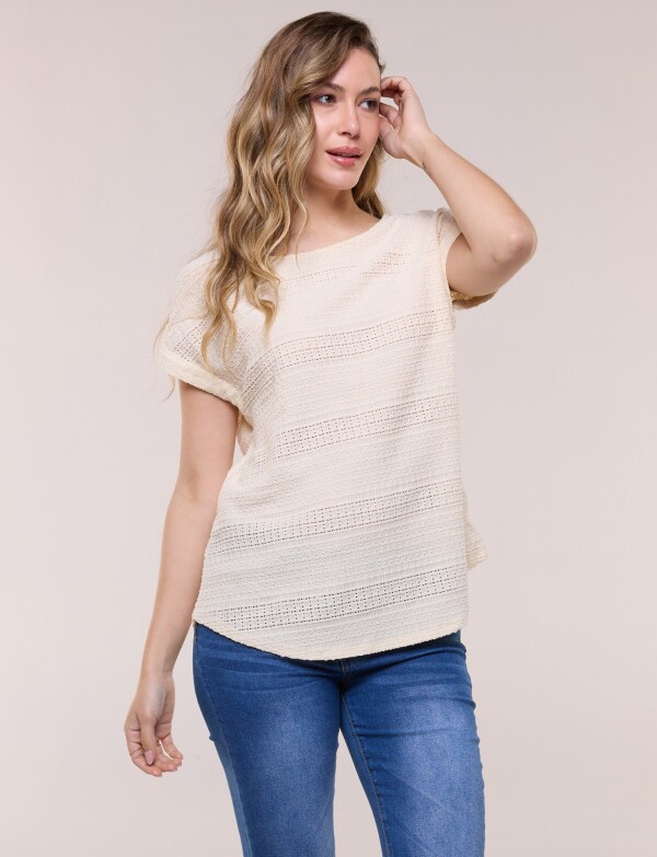 Blusa Pointelle BEIGE CLARO