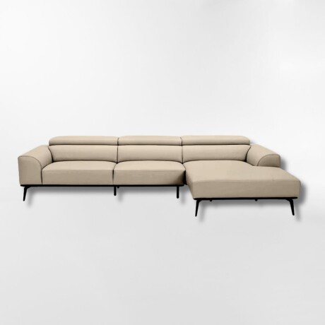 Sofá con chaise DUNA TELA BEIGE - DERECHO