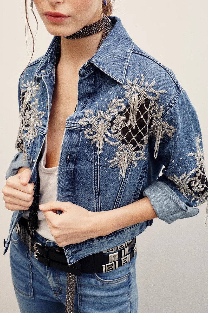 CAMPERA DENIM EMBELISH Azul