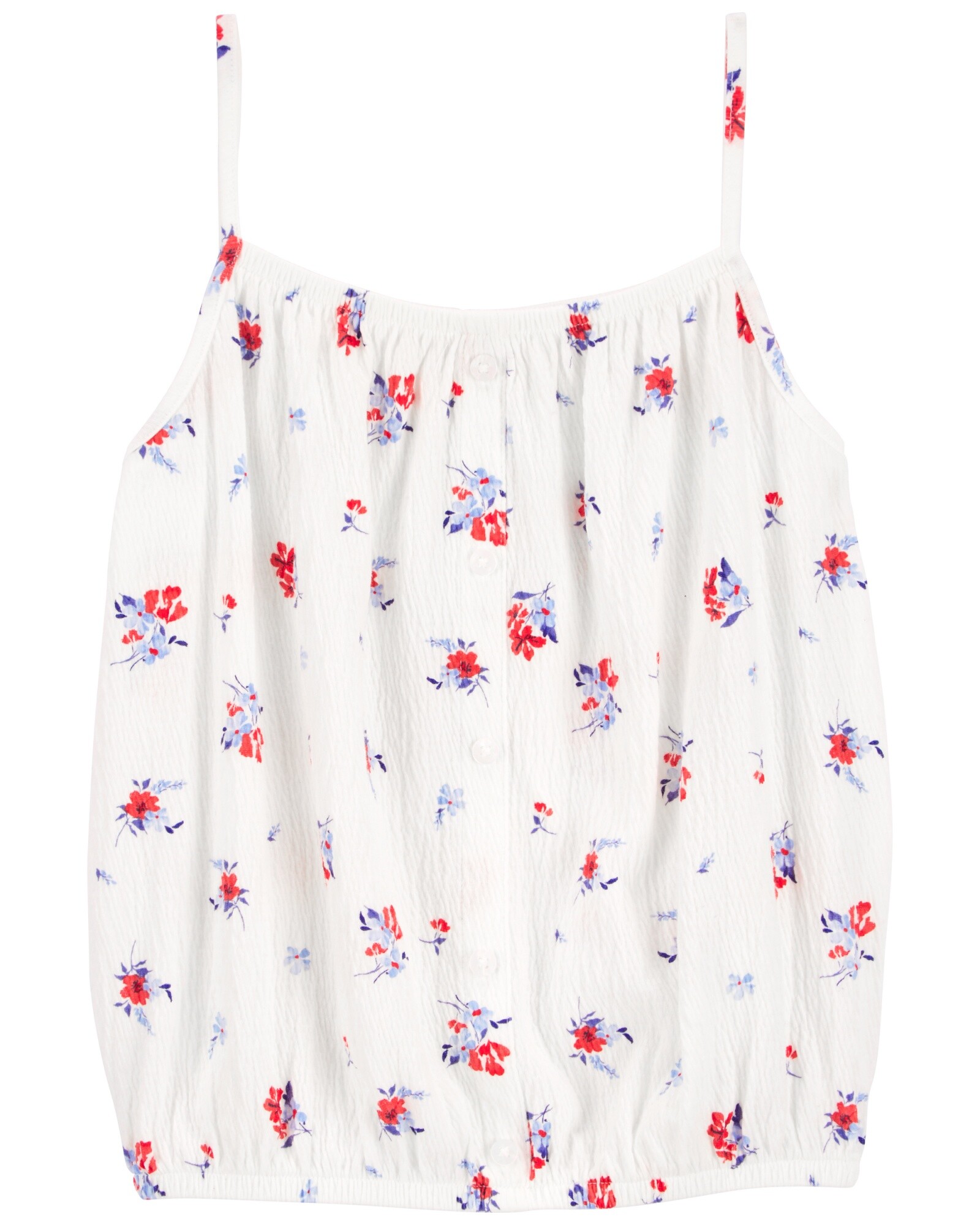 Musculosa de jersey arrugado, diseño floral Sin color