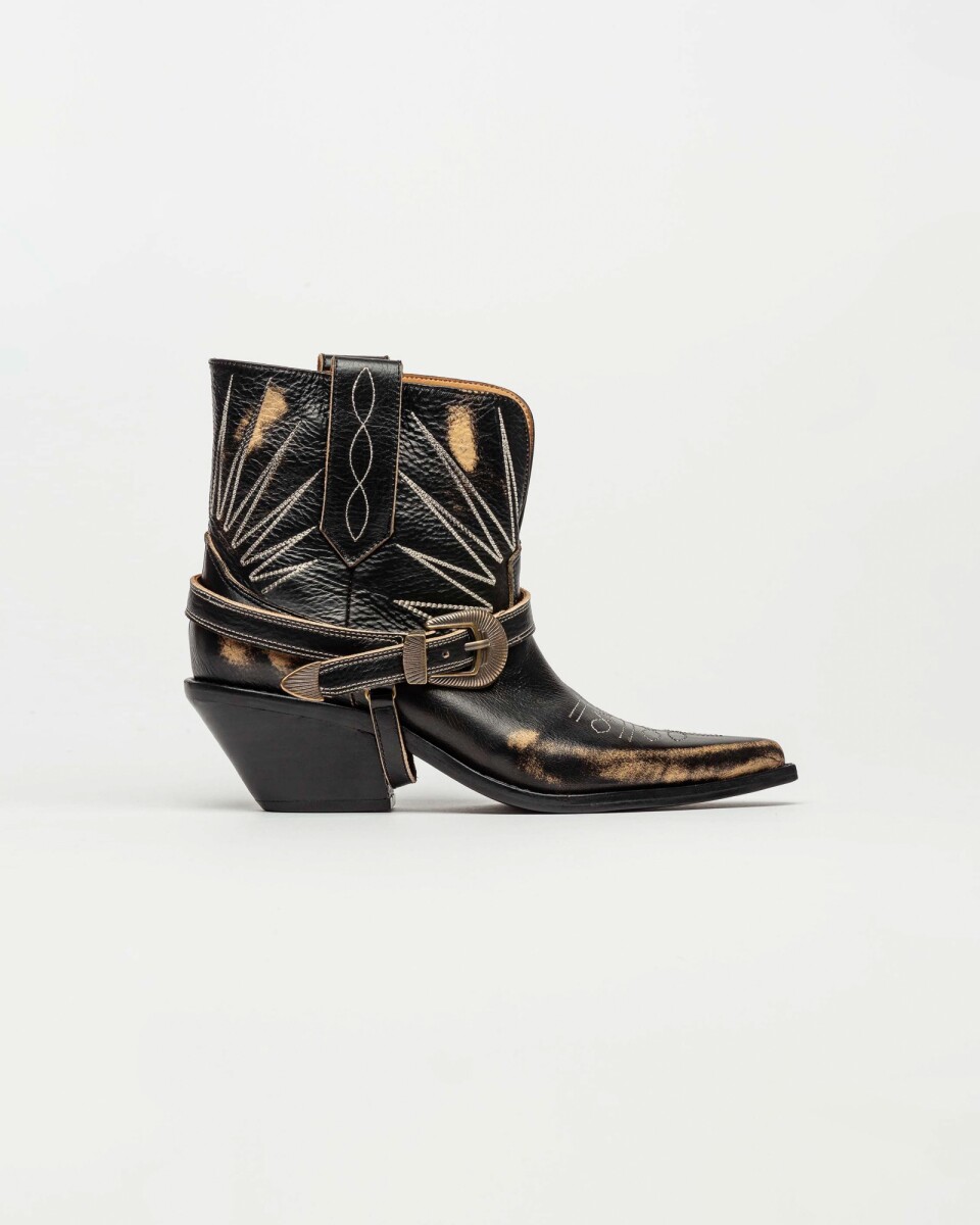 Bota Texana Mediana - NEGRO Y CRUDO 