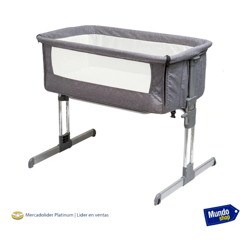 Cuna Mecedora Para Bebe Colecho Moises Con Ruedas Ajustable Gris