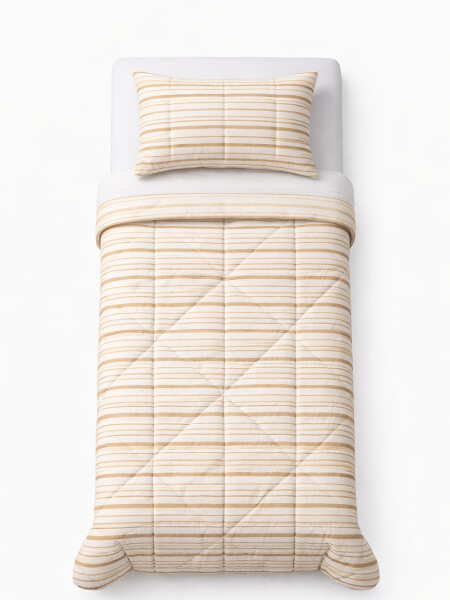 ACOLCHADO ESTAMPADO DE 1 PLAZA BEIGE