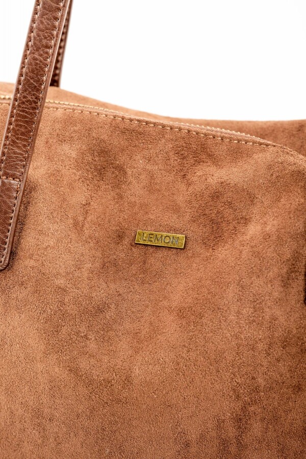 Travel Bag Gamuza Vegana Con Cierre Chocolate