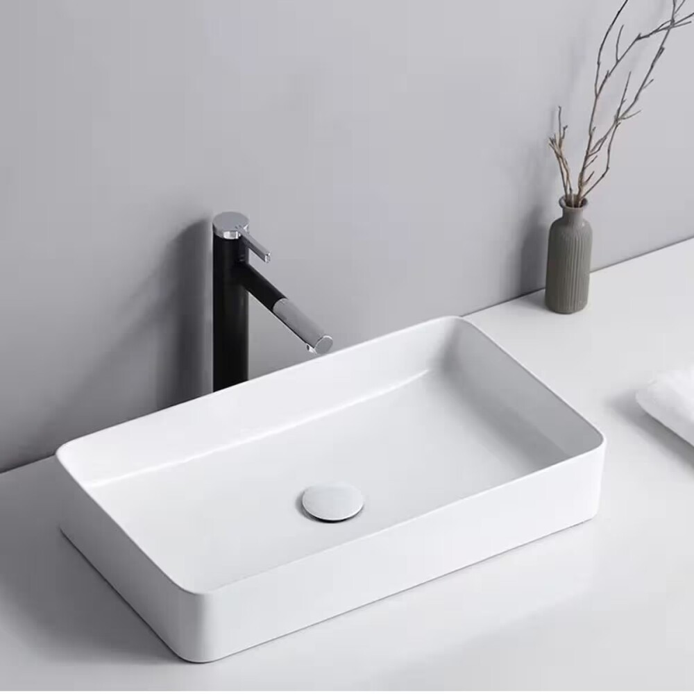 Bacha de apoyo rectangular 61 x 35 cm blanca Brillante Dmc Bacha De Apoyo Rectangular 61 X 35 Cm Blanca Brillante Dmc