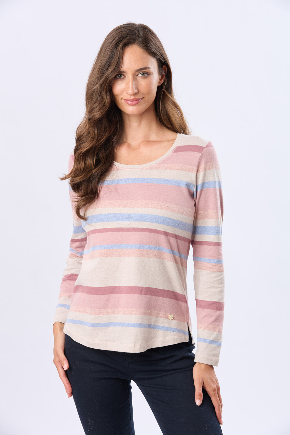 REMERA RAYADA Rosado