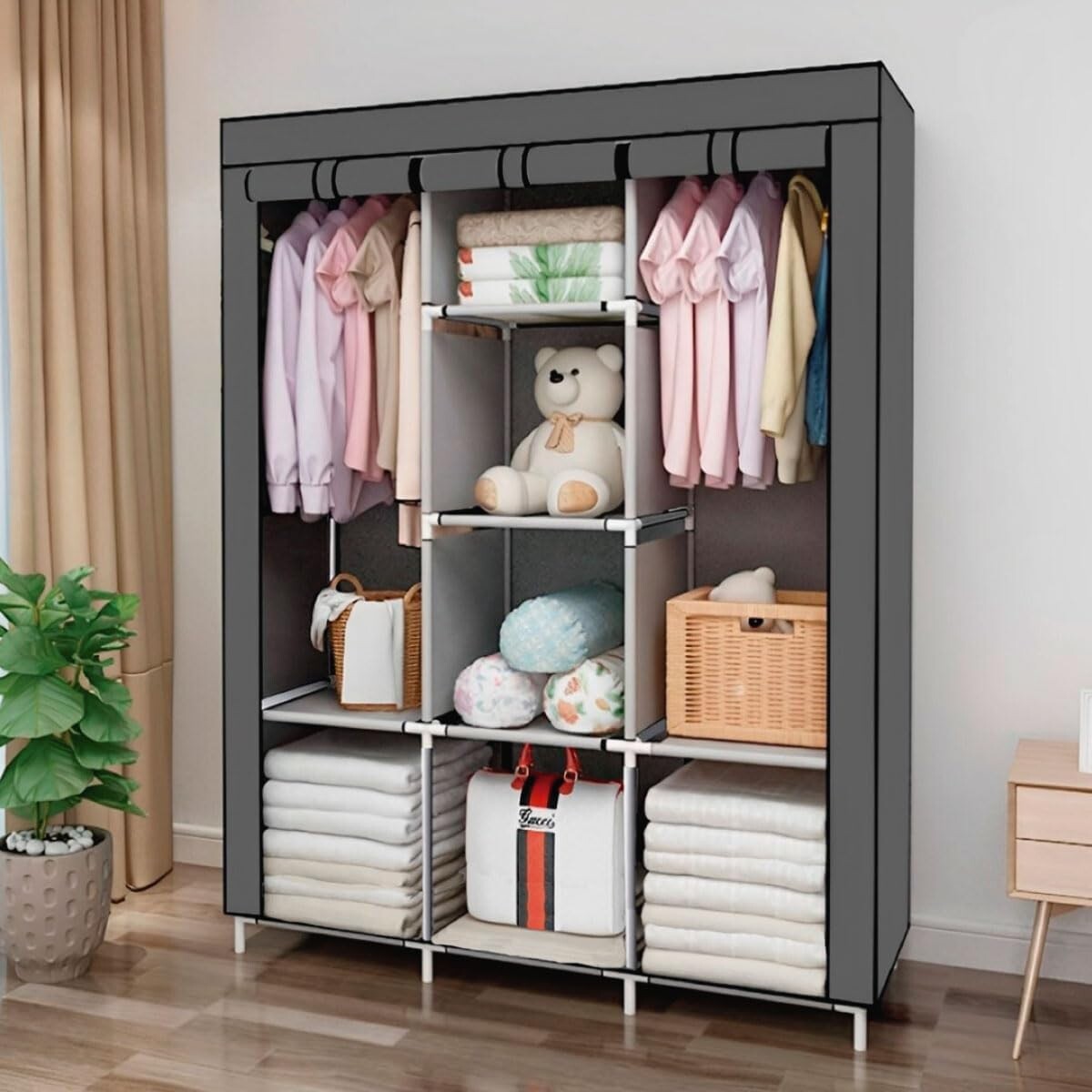 Ropero Placard Desmontable De Tela 1.75m X 1.30m - Gris 