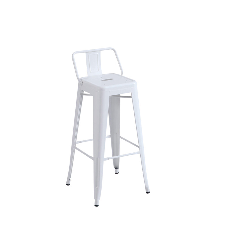 Taburete Tolix en metal con respaldo Blanco