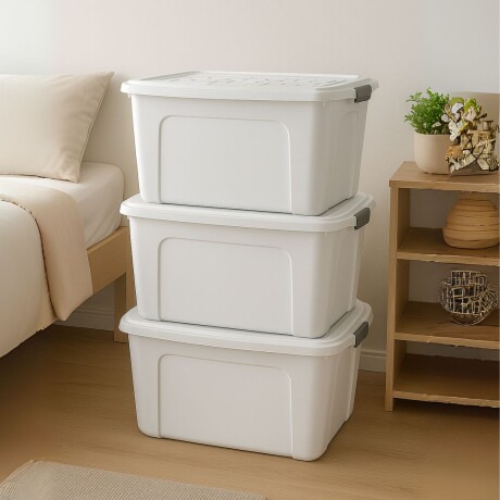 Set x3 Caja organizadora 70lts con tapa BLANCO