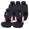 Cubreasiento Universal Para Auto Negro Con Detalles Y Flores En Color Rosa Cubreasiento Universal Para Auto Negro Con Detalles Y Flores En Color Rosa
