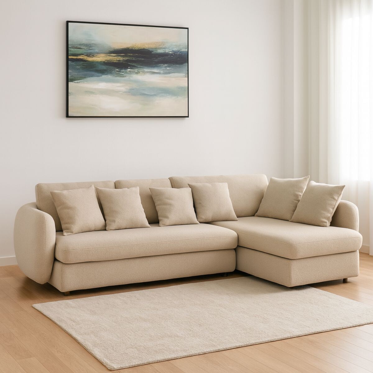 SOFÁ CON CHAISE CONCEPT CHAISE BEIGE 3 CUERPOS 