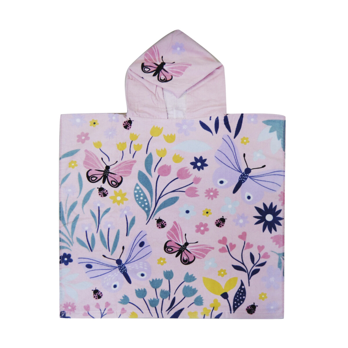 Bata Poncho Infantil Varios Diseños 100% Algodón 60 x 60 cm - Mariposa 
