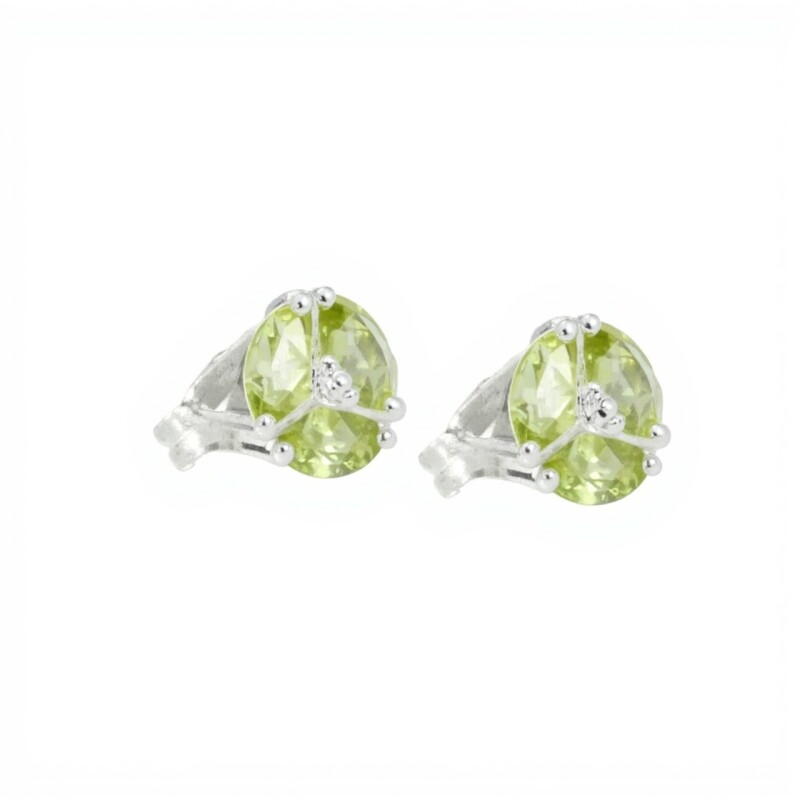 Caravanas Eloisa- Plata rodinada 925-Piedra Peridoto y topacio blanco-CA2007 conpiedra