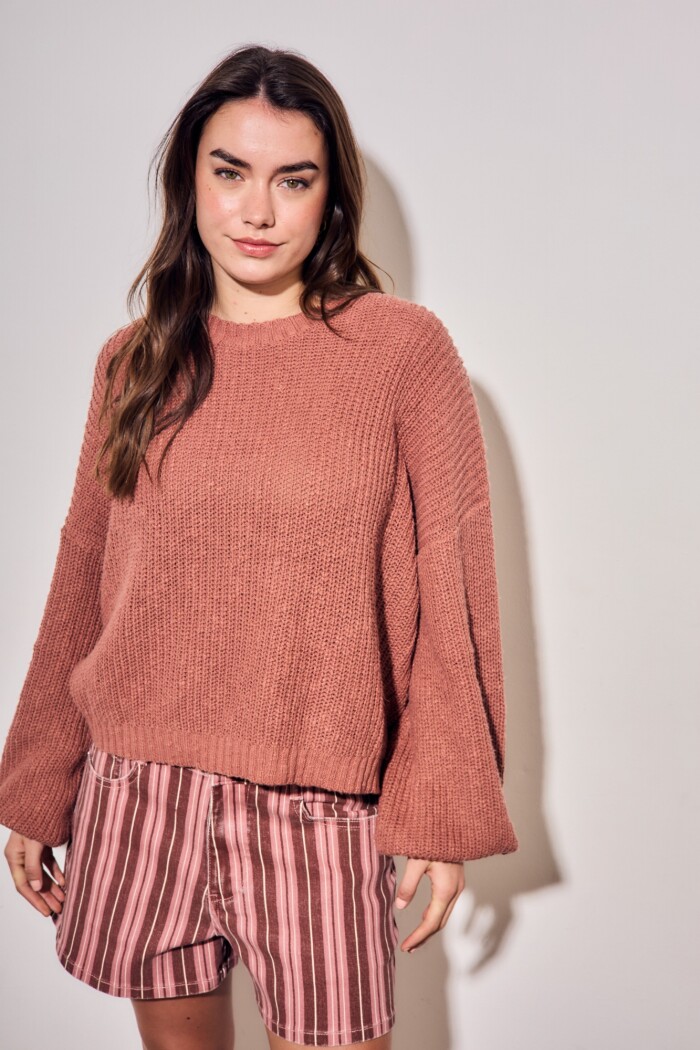 Sweater Bouclé Texturado Terracota