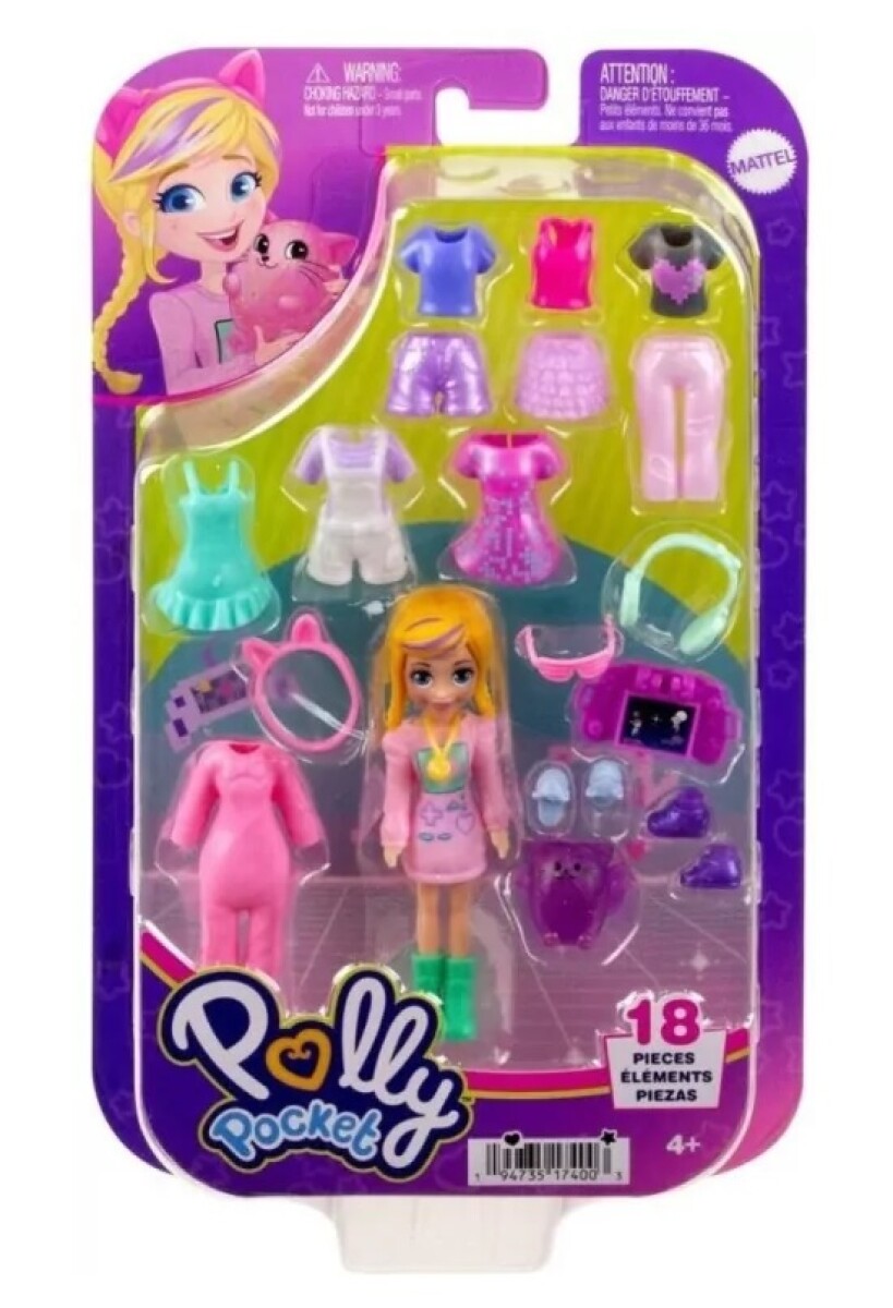 POLLY POCKET - Pack Modas Mediano Muñeca Rubia 