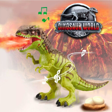 Dinosaurio T-Rex Juguete con Movimiento Sonidos Luz y Fuego Verde