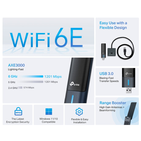 Tarjeta de Red Tp-link Archer TXE50UH Wifi 2,4GHZ 5GHZ 6GHZ AXE3000 001
