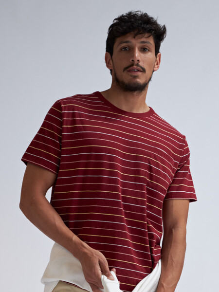 Camiseta manga corta Rayas Bordo