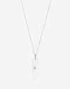 Cadena Corta con Dije Piedras Collar De Acero Con Piedra Cuarzo - Plateado