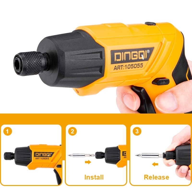 DINGQI KIT ATORNILLADOR 1/4 3.6V 4.0NM + 50 PUNTAS Dingqi Kit Atornillador 1/4 3.6v 4.0nm + 50 Puntas