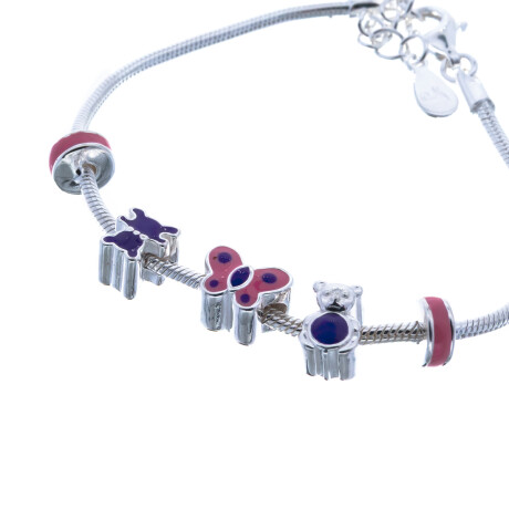 Pulsera de niña en plata 925 con esmalte, MARIPOSA. Pulsera de niña en plata 925 con esmalte, MARIPOSA.