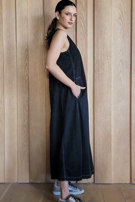 Vestido Formentera Denim Negro Picado